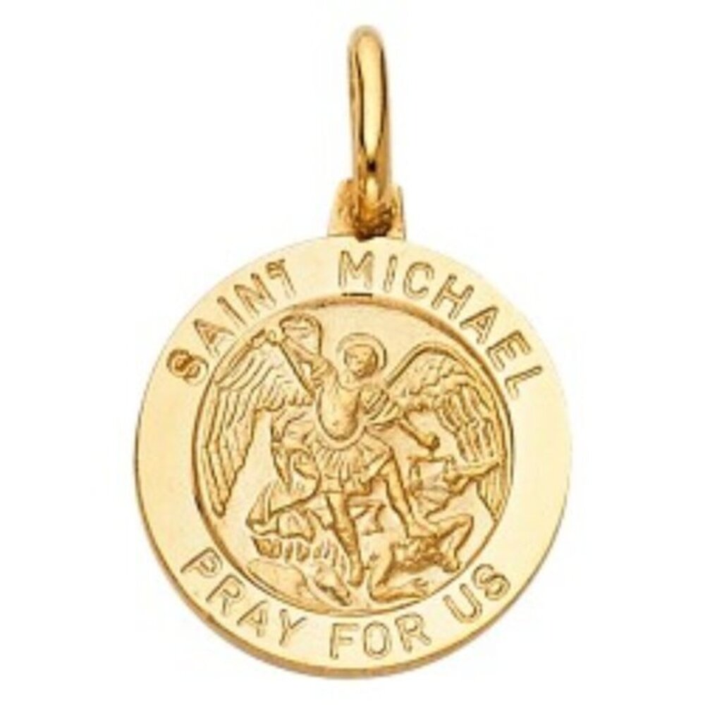 14k Gold St Michael Pendant Pray For Us